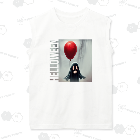 HALLOWEEN 赤い風船を持ったお化け