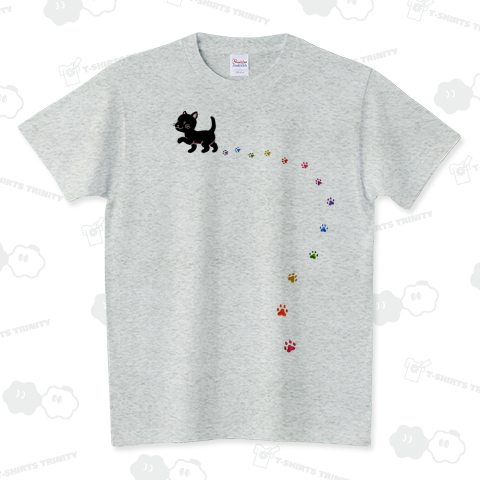 黒ネコちゃんとカラフル足あと