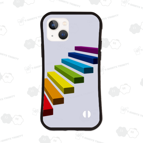 宙に浮かんだメタリックでカラフルな階段