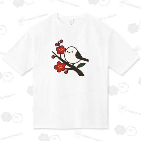 花札風シマエナガ・梅の舞い