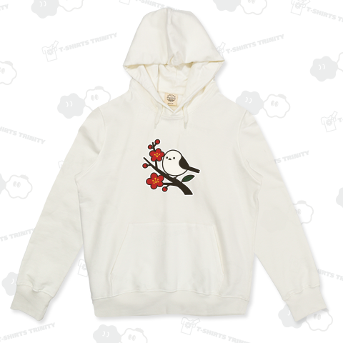 花札風シマエナガ・梅の舞い