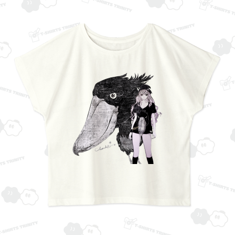 ハシビロコウTシャツの女 ピンナップ2 ほぼモノクロver.