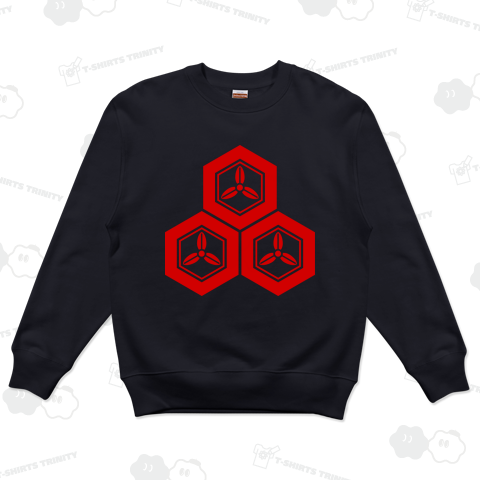 直江兼続 家紋 三つ盛亀甲に三つ葉 赤