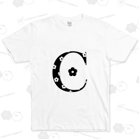 モノトーン 花柄イニシャルC