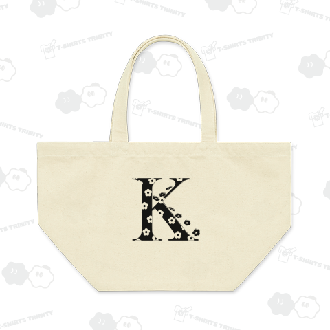 モノトーン 花柄イニシャルK