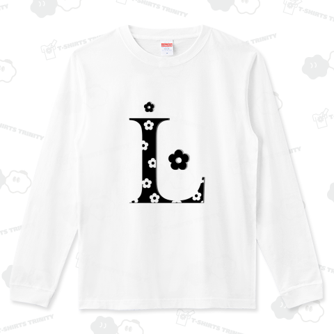 モノトーン 花柄イニシャルL