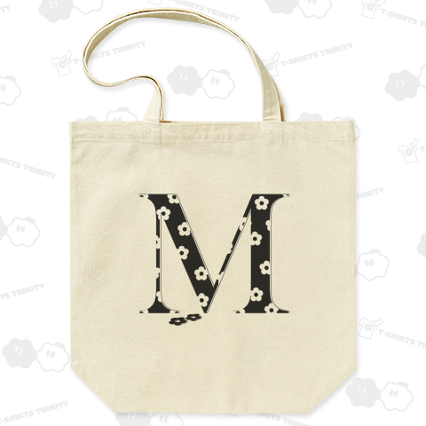 モノトーン 花柄イニシャルM