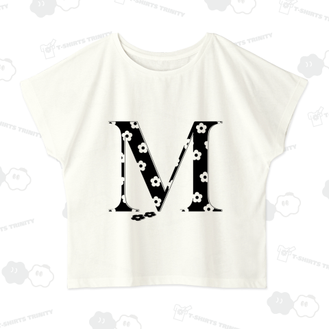 モノトーン 花柄イニシャルM