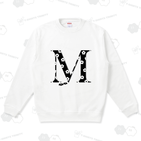 モノトーン 花柄イニシャルM