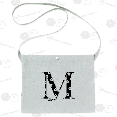 モノトーン 花柄イニシャルM