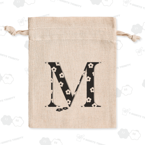 モノトーン 花柄イニシャルM