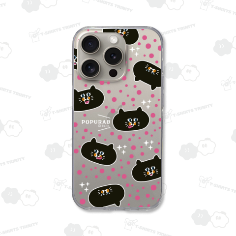 ポピーラビー【猫】ピンクの水玉スマホケース2