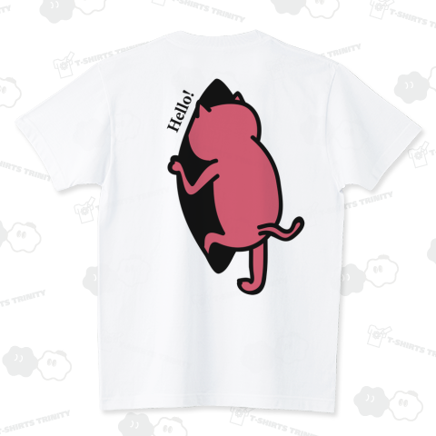 背中から入り込むネコ・両面 スタンダードTシャツ(5.6オンス)