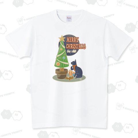 クリスマスツリーと黒猫