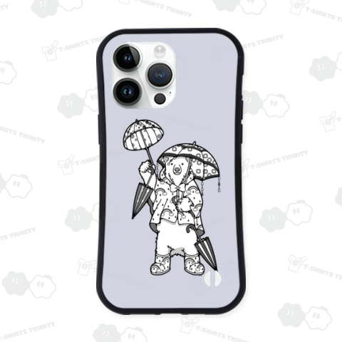 雨降りだ!シロクマだ!-モノクロ