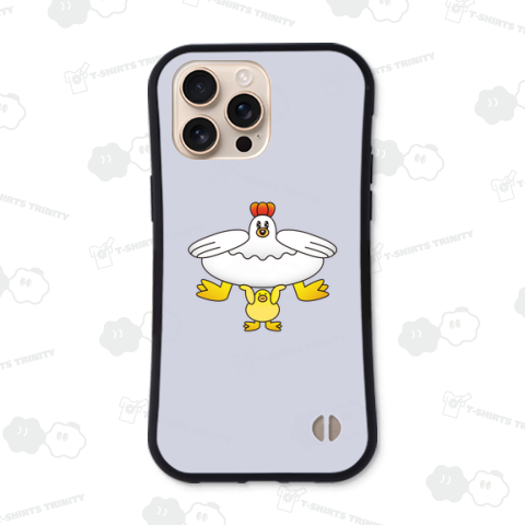 ニワトリを持ち上げるヒヨコ