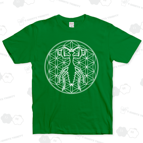 カマキリ(Praying Mantis) フラワーオブライフ 神聖幾何学 - 白