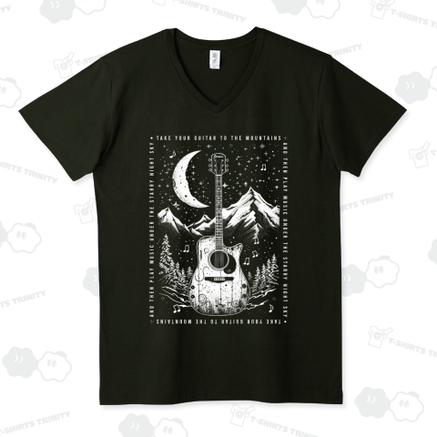 星空の下のギターと山