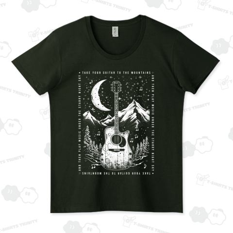 星空の下のギターと山