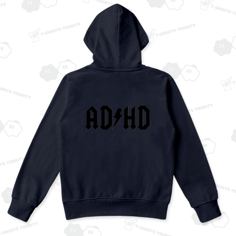『ADHD1(背プリント) メンヘラ 精神科 精神病 症状 メタル ロック うつ病 自閉症 ACDC 病気』Tシャツ