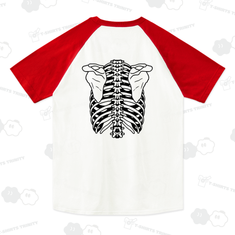 『背骨 骨格 椎骨 肩甲骨 胸椎 腰椎 整体 ボーン スケルトン がいこつ ホラー』Tシャツ