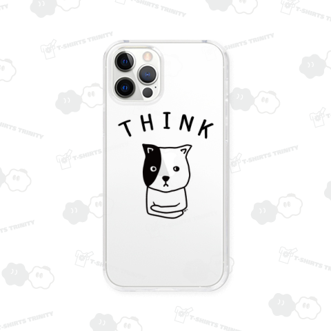 かんがえるネコ 動物アートイラストアーチロゴ