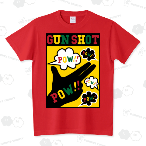 GUN SHOT /音楽・レゲエ・ラスタ・DJ・かわいい・可愛い・ダンス・イラスト・カラフル・ポップアート・マンガ・dancer・女性・子供・コミック・絵・ロゴ・文字・模様・手・デザインTシャツ