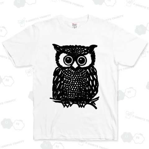 OWL /フクロウ・梟・ミミズク・鳥・動物・アニマル・和風・切り絵・アート・art・絵・ロック・ROCK・パンク・PUNK・カワイイ・可愛い・子供・女性・自然・シンプル・ロゴ・デザインTシャツ