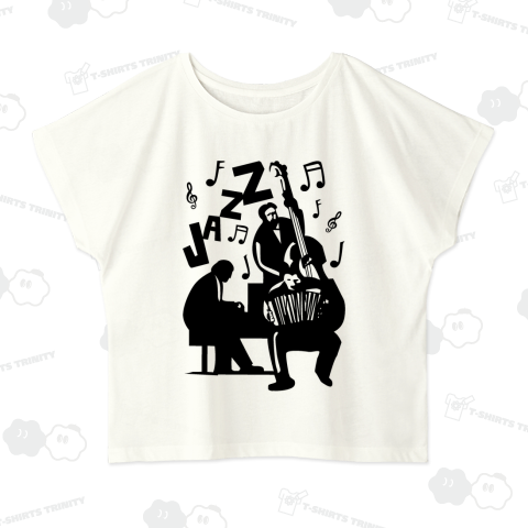 JAZZ /ジャズ・音楽・ピアノ・ロック・カワイイ・可愛い・イラスト・絵・シンプル・ブルース・バンド・ピアノ・ベース・楽器・音符・記号・柄・模様・ロゴ・デザインTシャツ