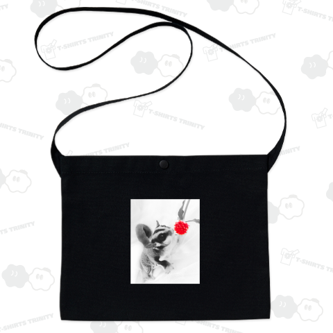 花とフクロモモンガ(モノクロVer.)