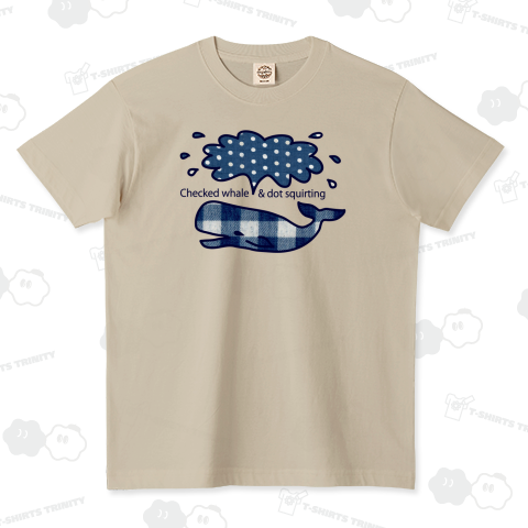 チェック柄くじら