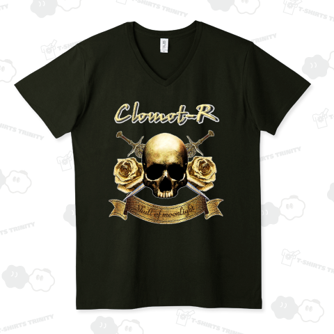 スカル・Clomot-R VネックTシャツ(4.3オンス)