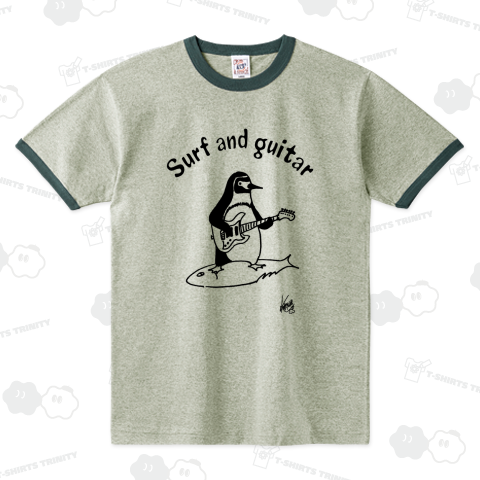 サーフアンドギター(黒) リンガーTシャツ(6.2オンス)