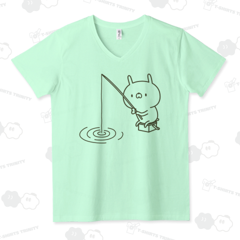 釣り好きうさぎ(線画)