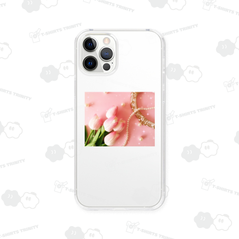 ピンクのチューリップとパールのキラキラ