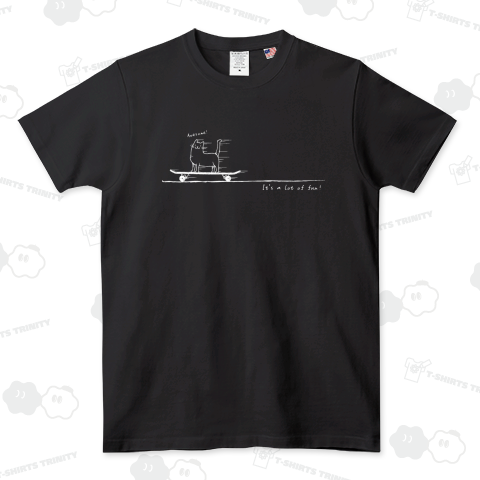 スケートボード滑走猫 ( 白 )