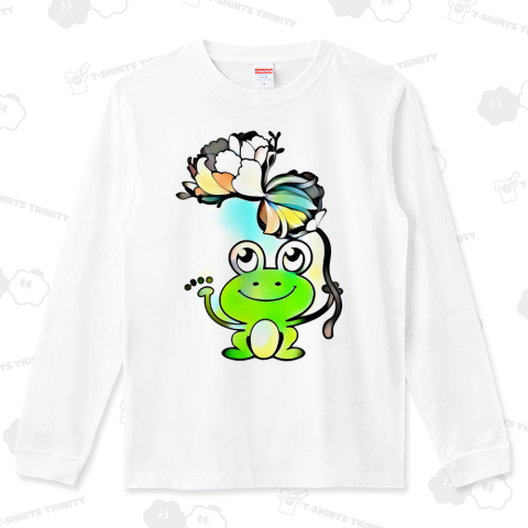 フロント大プリント 刺青ケロケロ ビカクシダ リブ付きロングTシャツ(5.6オンス)