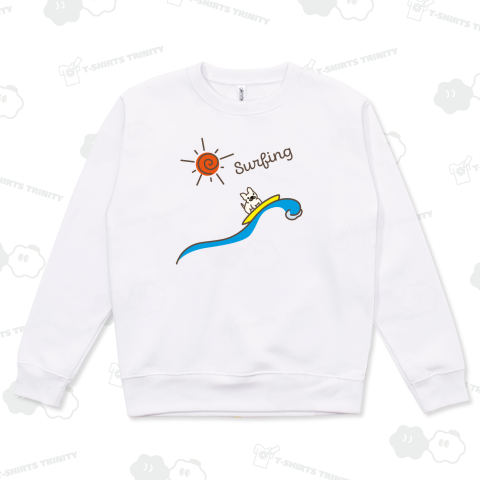 サーフィンをするフレンチブルドッグ