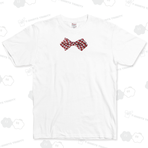 蝶ネクタイ ギンガムチェック 赤 ベーシックTシャツ(5.0オンス)