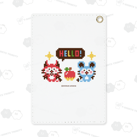 デビねこくんとデビねずちゃんとリンゴのドット絵