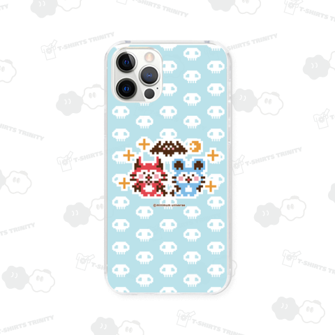 デビねこくんとデビねずちゃんとコウモリのドット絵 水色