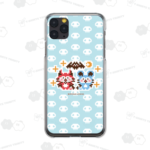 デビねこくんとデビねずちゃんとコウモリのドット絵 水色