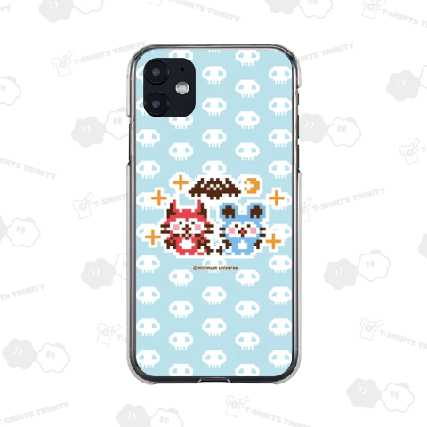 デビねこくんとデビねずちゃんとコウモリのドット絵 水色