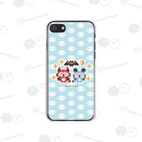 デビねこくんとデビねずちゃんとコウモリのドット絵 水色