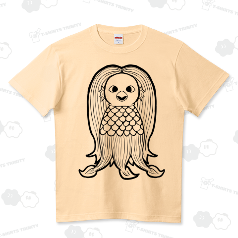 疫病退散 妖怪アマビエの画 白黒 正面