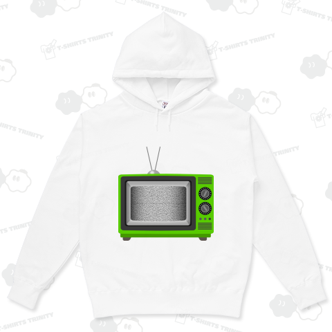 レトロでリアルな可愛い緑色のテレビのイラスト 砂嵐画面