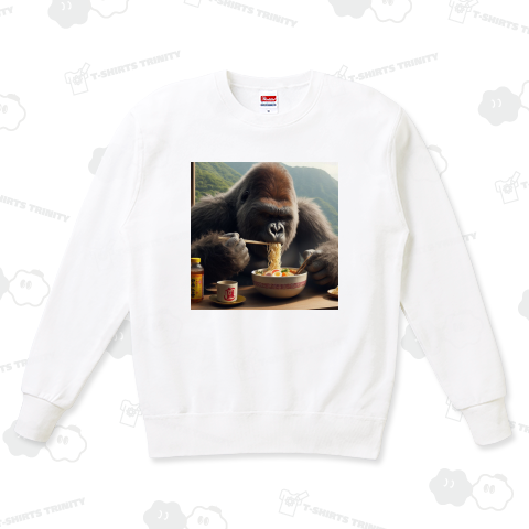ラーメンを食べるゴリラ