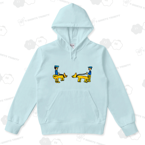 犬のさんぽをする2人