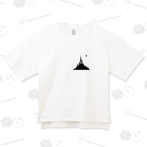 シルエット 中世のお城と熱気球