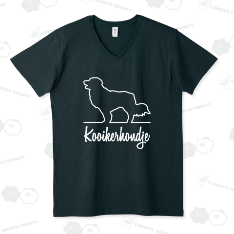 コーイケルホンディエ【ドッグ・シルエット・ラインアート】文字白・コイケルホンディエ・コイケル・犬種